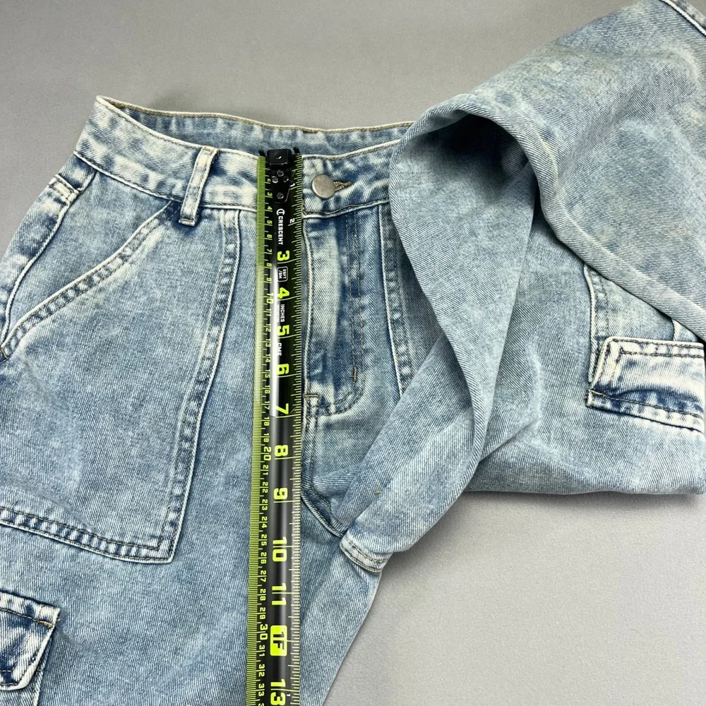 NVFelix Jeans Womens XS Blue Denim Cotton Mid Rise Cargo Pockets Straight Leg